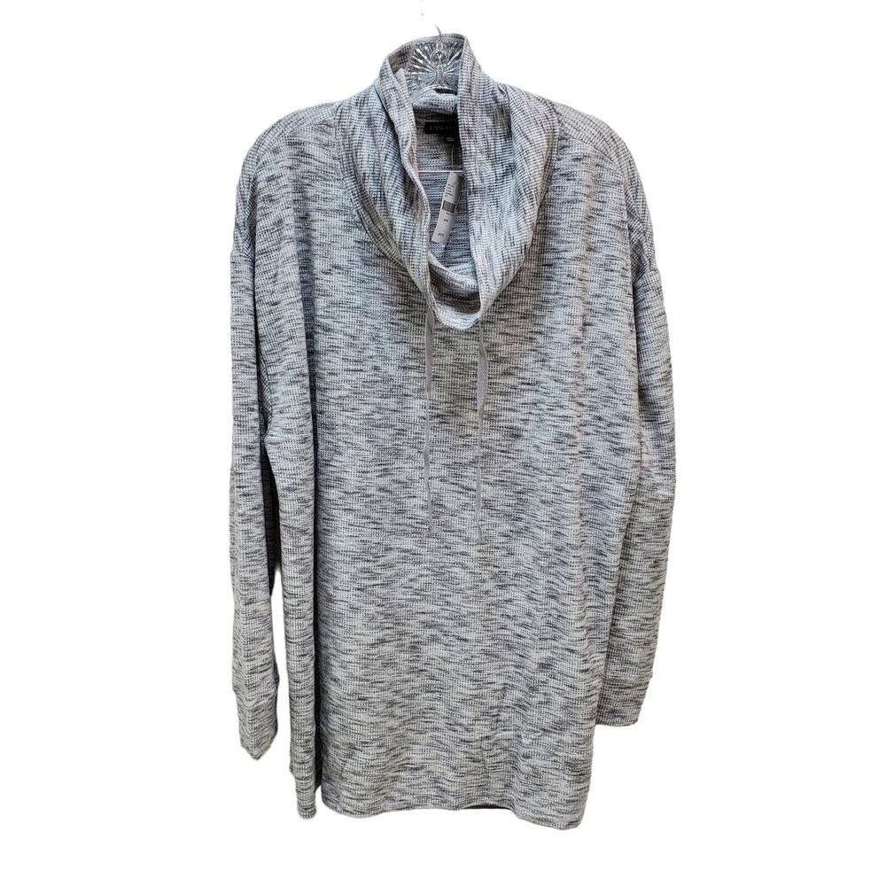 Lane Bryant Shirt Womens Plus 26/28 Grey Cowl Neck Pullover Drawstring Side Slit